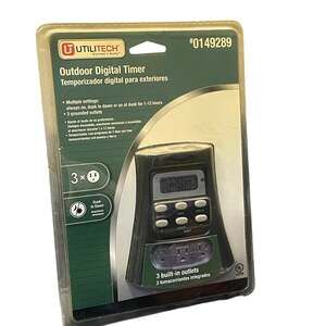 Utilitech Outdoor Digital Timer 3 Grounded Outlets Dusk To Dawn New Sealed